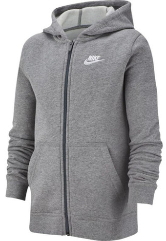 Кофта для мальчика теннисная Nike NSW Hoodie FZ Club B - серый