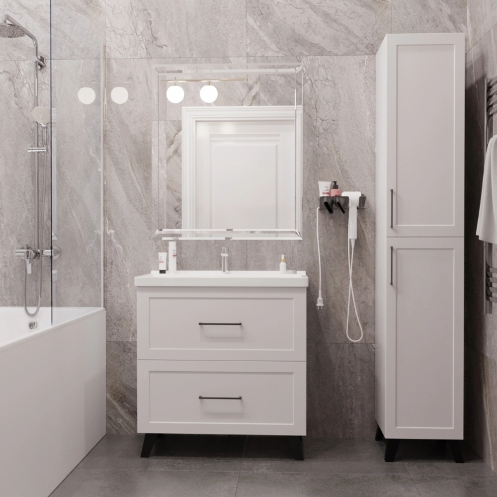 Тумба с раковиной РИФ-80 2 ящика белый