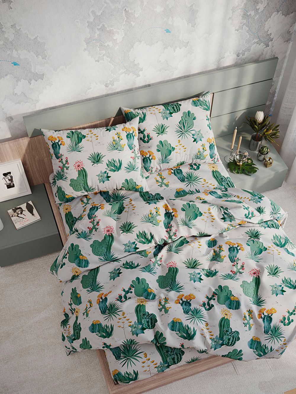 Постельное белье бязь Сказка "Техас" 2-спальное Наволочка 50х70 см 2 шт Простынь на резинке 160x200 см Пододеяльник 175x215 см