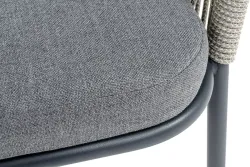 "Лион" стул плетеный из роупа, каркас из стали темно-серый (RAL7024) муар, роуп серый меланж круглый, ткань серая 017