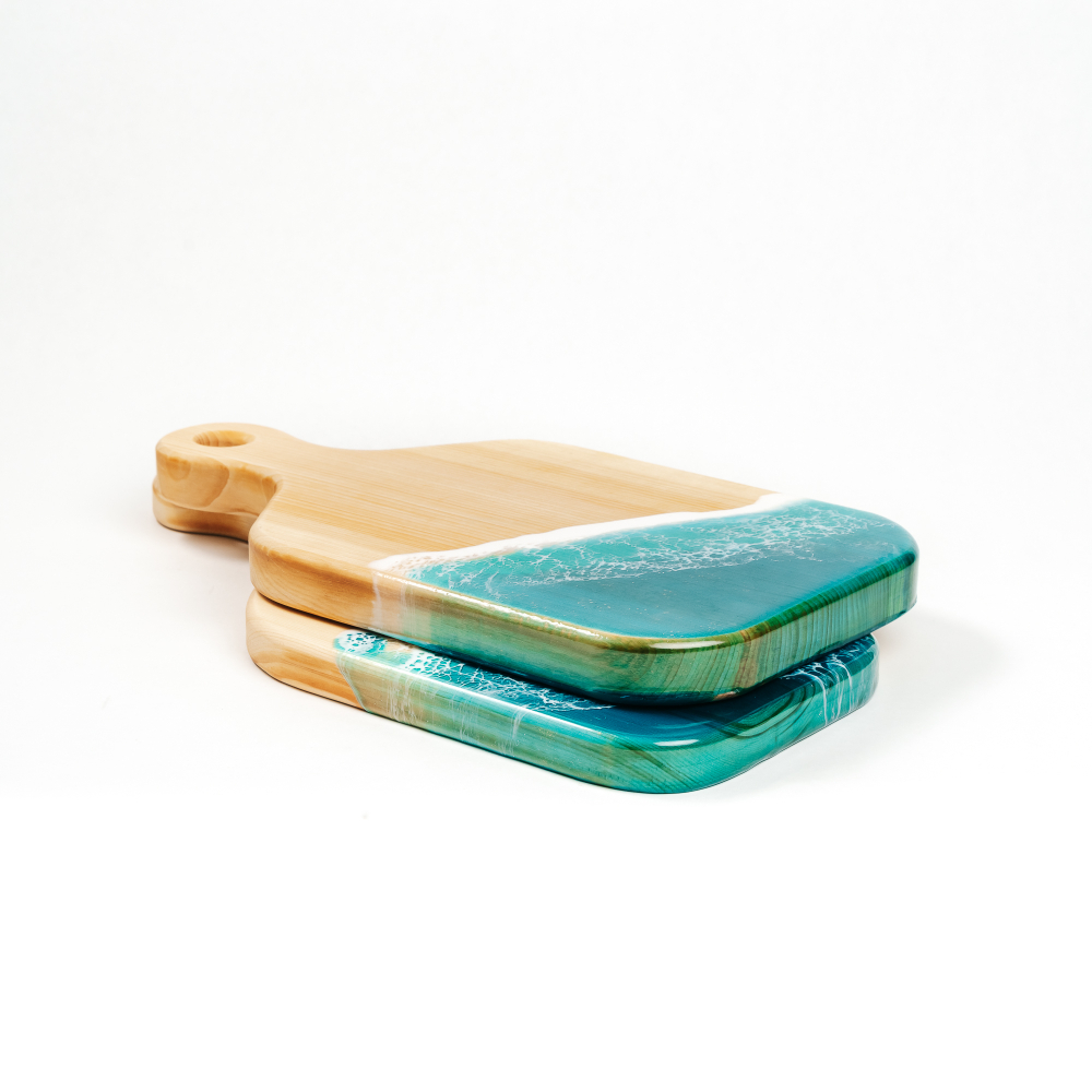 Набор разделочных досок из сибирского кедра с эпоксидной смолой 2 шт. RDN34