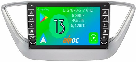 Магнитола для Hyundai Solaris 2 2017-2022, Solaris HS 2024+ - Airoc AB-2011 (кнопки и крутилки), Android 13, TS20, 6/128Гб, SIM-слот, CarPlay
