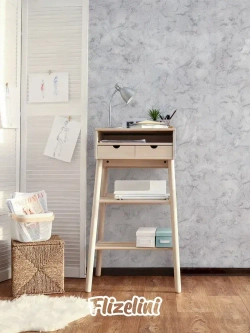 Обои виниловые на флизелине, фактурная штукатурка, темно-серые с серебристыми прожилками, каменная стена, антивандальные метровые, для прихожей Stenmuro (Flizelini, 1900-22)