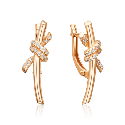 Серьги с английским замком из красного золота с фианитами 02-5563-00-401-1110