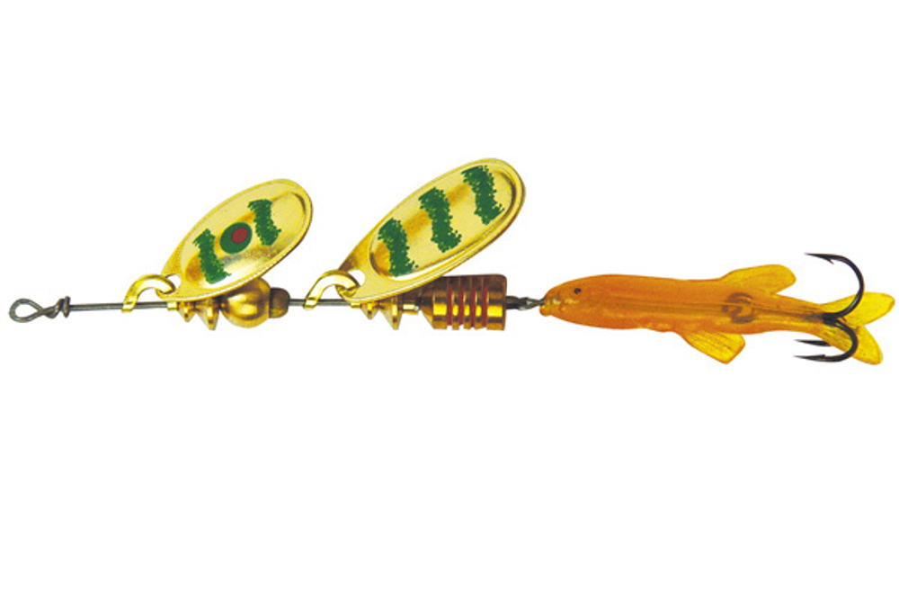 Блесна вращающаяся Mepps TANDEM PERCH, Gold/Green (блистер)