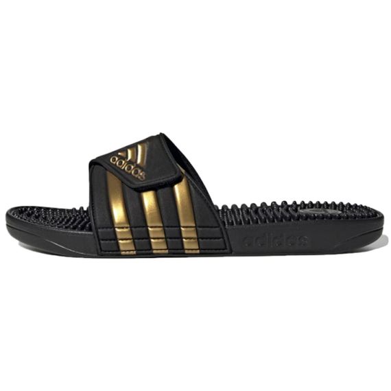 Adidas Adissage Slides 'Black Gold Metallic'