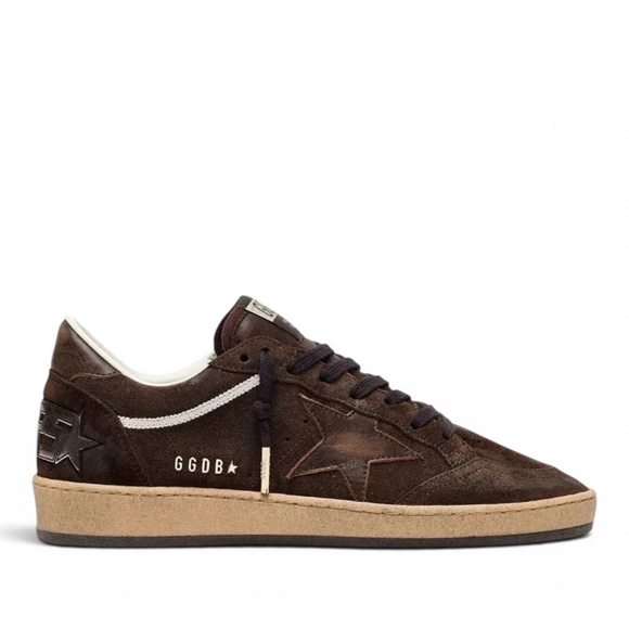 Женские Golden Goose Ball Star in Brown Suede with Brown Leather Star and Hell Tab