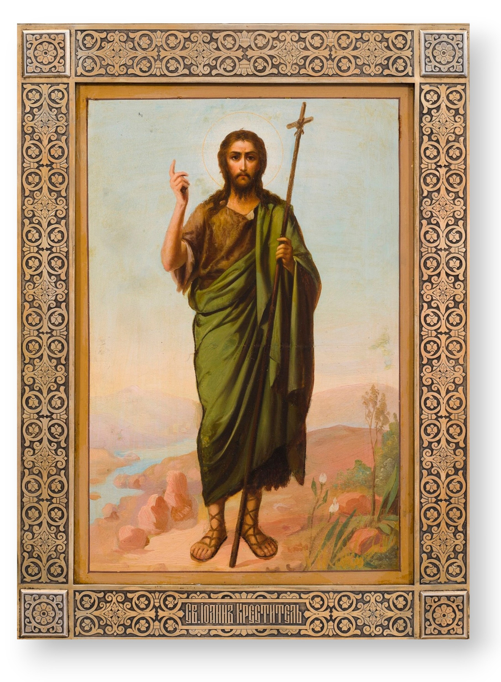 Иоанн Предтеча Креститель Господень. Деревянная икона на левкасе