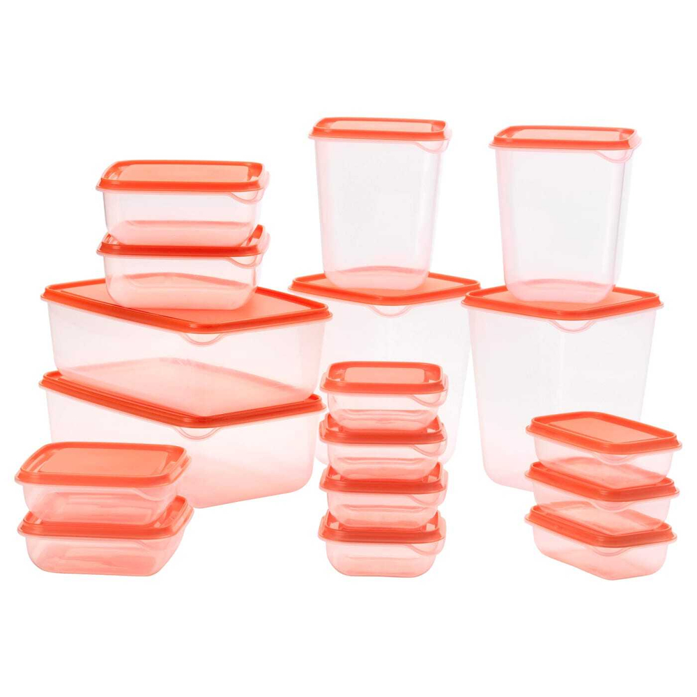 IKEA PRUTA  (ИКЕА ПРУТА)  -  Контейнер для продуктов, 17 штук, прозрачный/оранжевый