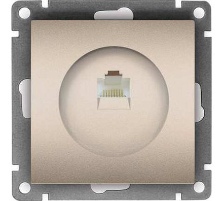 Розетка компьютерная одноместная "UNIVersal" серия "Афина", с/у, 1А, RJ45, шампань (еврослот) (HU233