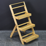 Подставка для цветов и декора напольная 3 полки из массива сосны Флорэль, деревянная этажерка для цветов на подоконник в стиле рустик, бежевая