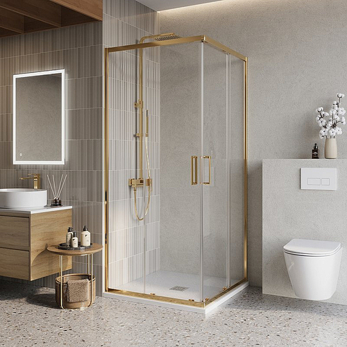 Душевой уголок BelBagno Luce A-2-80-C-ORO 80x80 стекло прозрачное/профиль золото