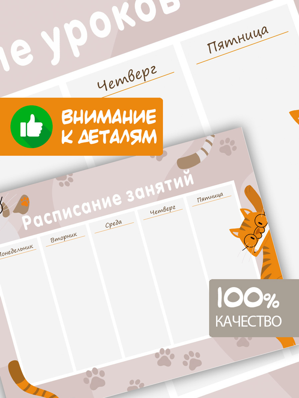 Набор расписание уроков + расписание занятий "Рыжий кот"