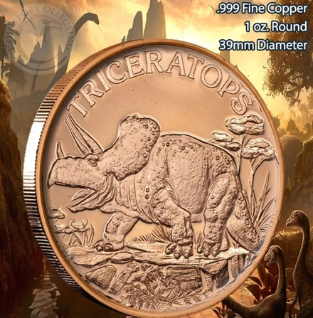 США 1 унция Динозавр - Трицератопс