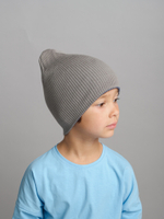 Шапка вязаная хлопковая ТВИНС(Синий пепел, пепельный)