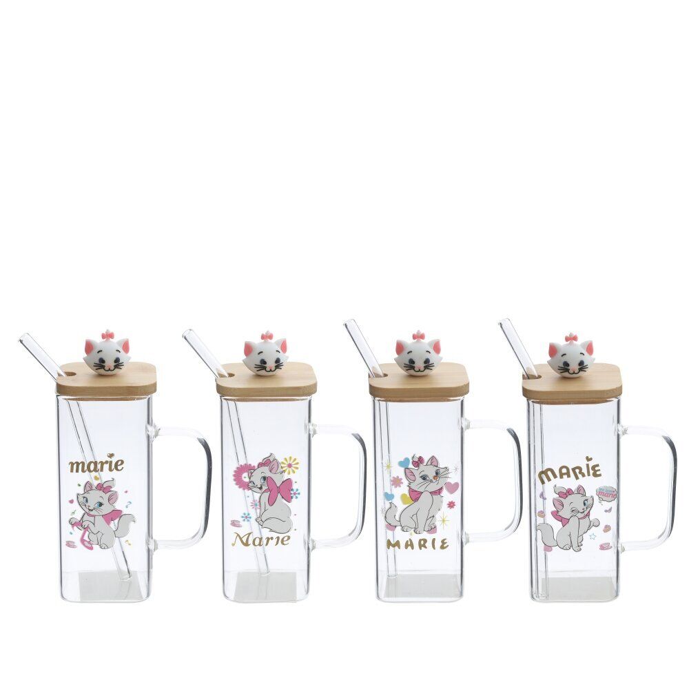 GAEM Кружка с крышкой и трубочкой, 350 мл, L10 W6 H17,5 см, 4в.