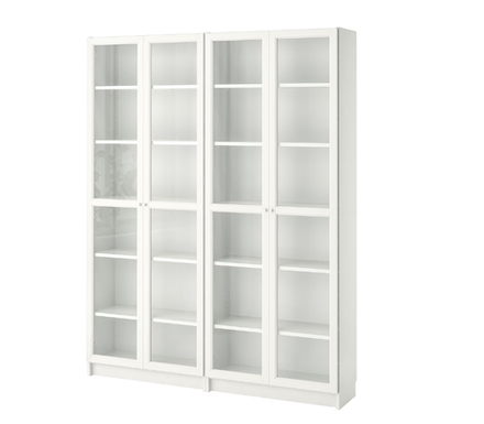 БИЛЛИ ОКСБЕРГ BILLY OXBERG Шкаф, белый/стекло,160х30х202 см