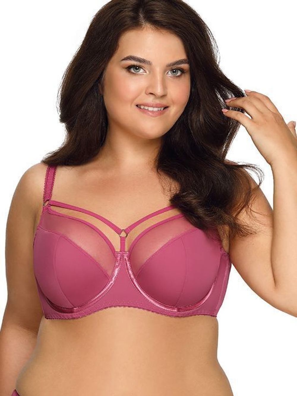 Бюстгальтер на косточках с вставками из сетки (Размер: 85E) (Цвет: синий)