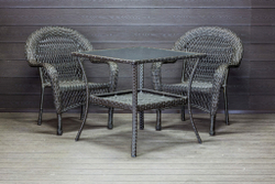 Садовый комплект из искусственного ротанга Мэдисон НЬЮ (Medison NEW) стол квадратный 80х80 + 2 кресла без подушек