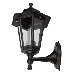 Садово-парковый светильник ЭРА НБУ 06-60-001 черный 6 гранный настенный IP44 Е27 max60Вт | Садово-парковые светильники