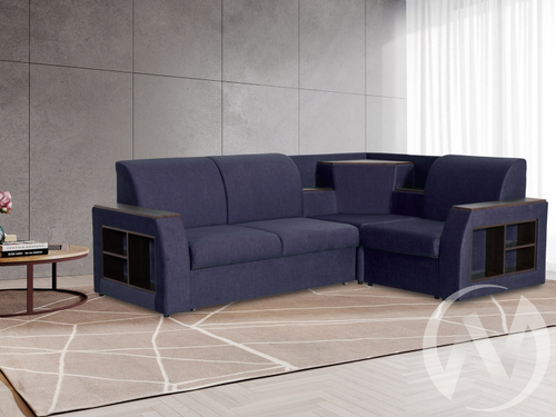 Диван угловой Сенатор (ДУ) 2022 SQUARE 19 (велюр синий)