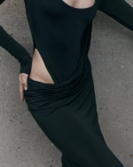 Платье Wave sleeve, Черный