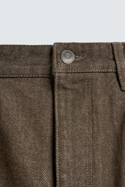 ZARA ХЛОПКОВЫЕ БРЮКИ REGULAR FIT, ТАБАЧНЫЙ