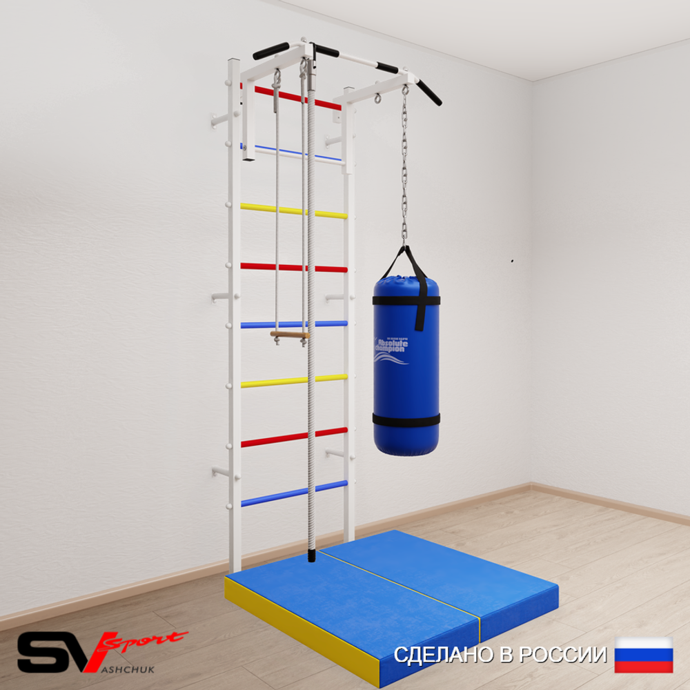 Шведская стенка Sv Sport 5157 (Турник стандарт/Канат/Трапеция/Цепь/Мешок 30кг/Мат 1м)