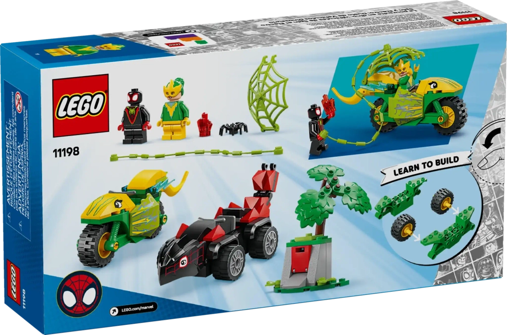 Конструктор LEGO Marvel 11198 Вращение и погоня за электромобилем-динозавром