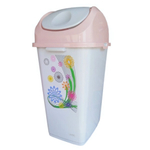 Контейнер для мусора с плавающей кр. "НИШ Слим" 50л белый-розовый