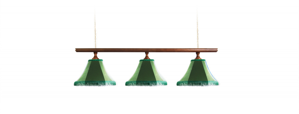 Лампа Классика 2 3пл. ясень (№1,бархат зеленый,бахрома желтая,фурнитура золото)