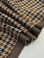 Трикотаж шерсть с п/а, люрексом и эластаном Dondi песочный с сине-коричневым пье-де-пуль