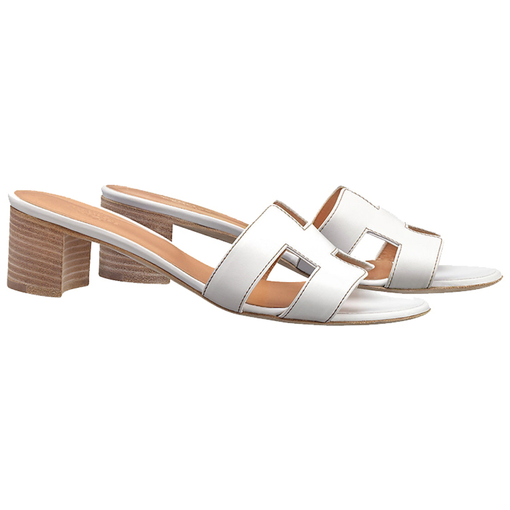 Hermes Oasis casual and comfortable rubber-soled slippers women's white, H071002Z