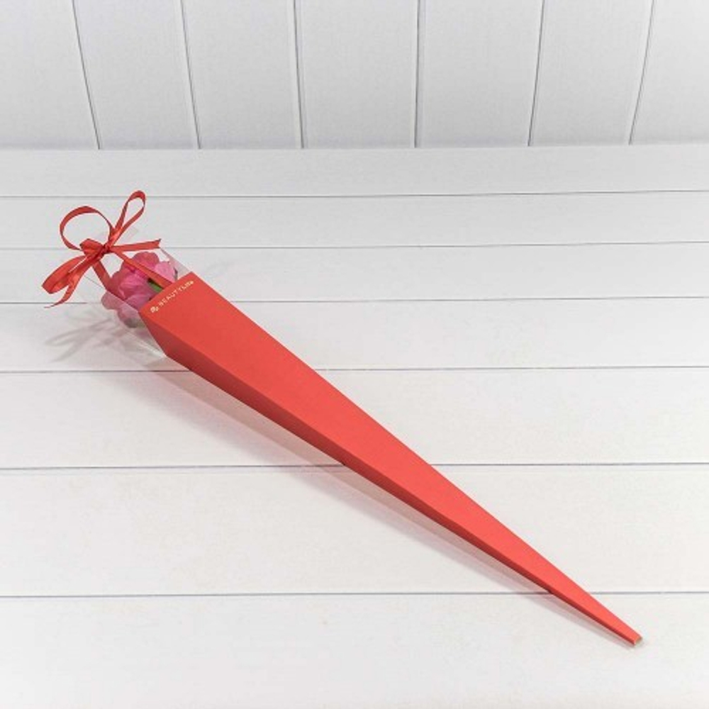 Коробка Ваза для цветов 6х6х60 см "Для одной розы" (Красный)