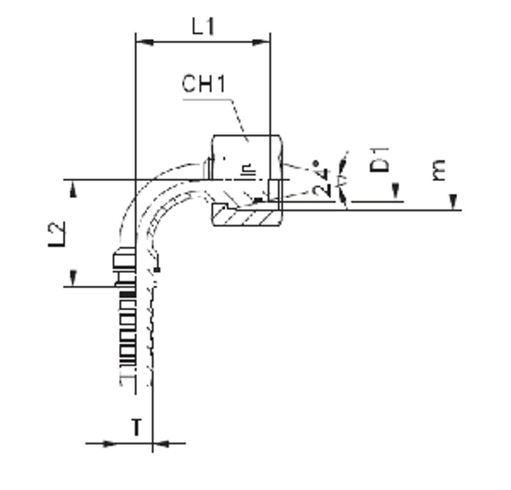 Фитинг DN 10 DKO-S (Г) 22x1.5 14 (90) CAST