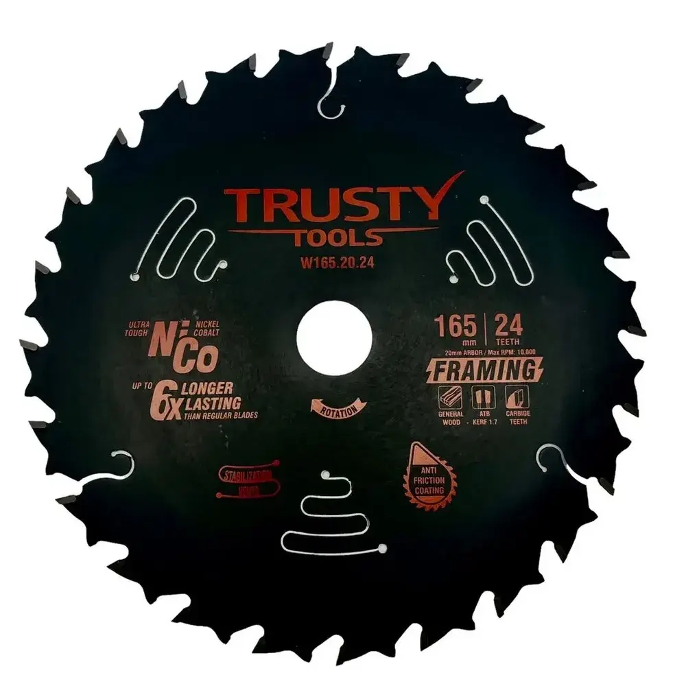 Пильный диск по дереву 165Х20 мм Z24 Trusty-Tools Framing для циркулярной пилы тефлоновое покрытие