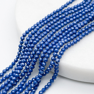 Фианит "матовый" (кубический цирконий), цвет синий, размер около 2 мм, цена за нить 38 см