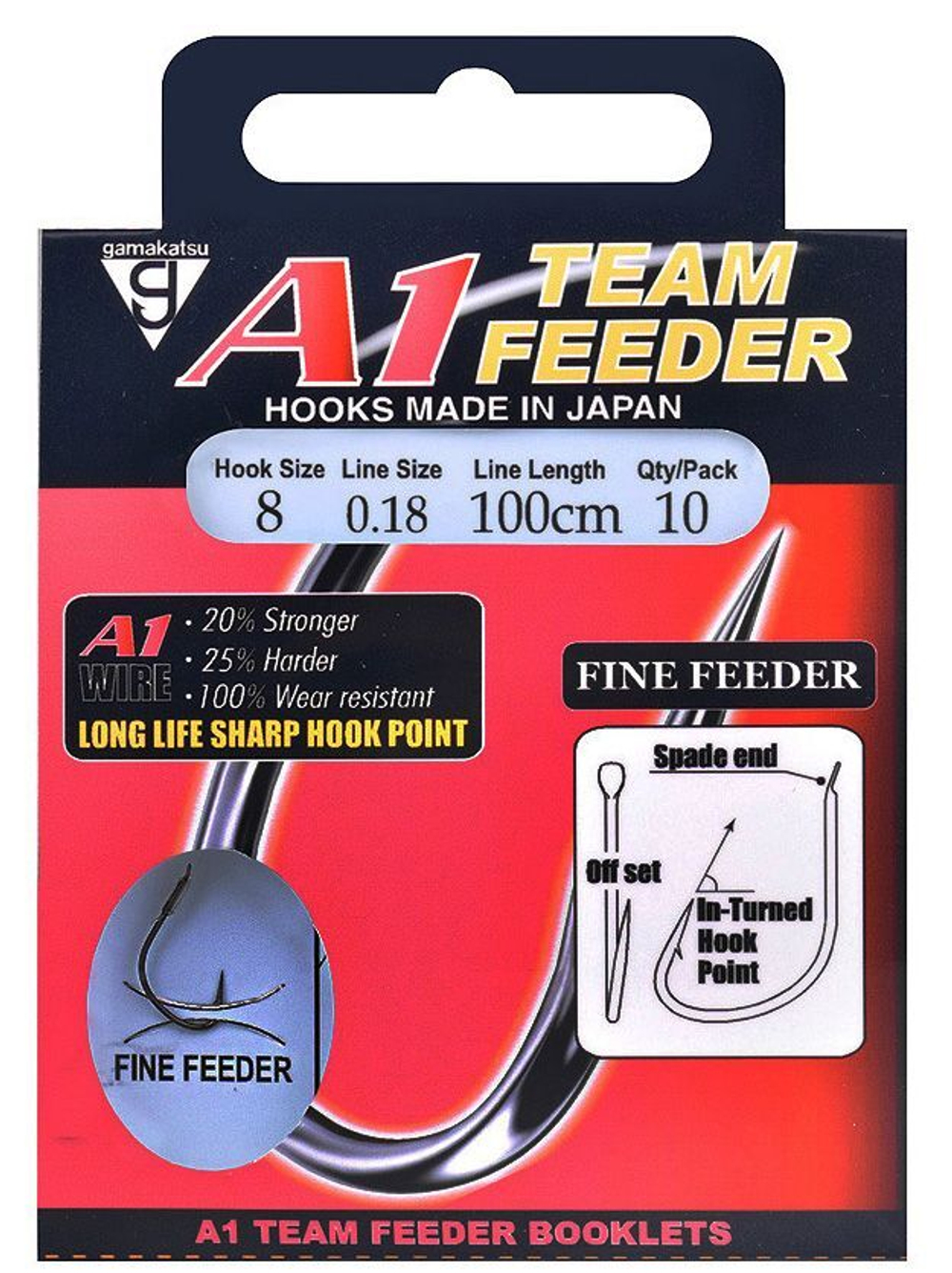 Крючок Gamakatsu A1 Team Feeder Fine Feeder 100cm №08 d0.18