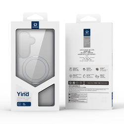 Матовый чехол серого цвета с MagSafe для Samsung Galaxy S26, серия Yind Series Case от Dux Ducis (версия с магнитной откидной подставкой)