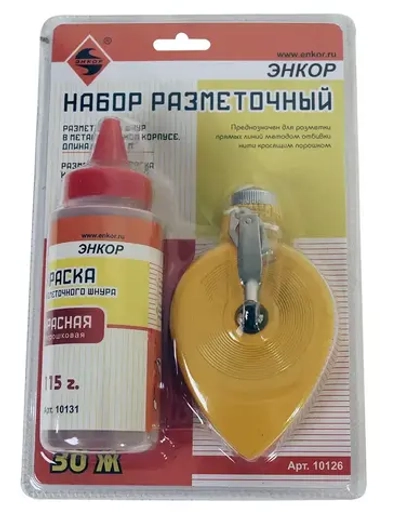 Набор разметочный 30м металлический корпус, краска красная Энкор 10126