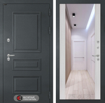 Дверь с терморазрывом Входная Лабиринт ATLANTIC С зеркалом Максимум Сандал белый