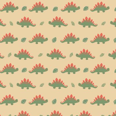 Милый динозавр стегозавр с листьями монстеры