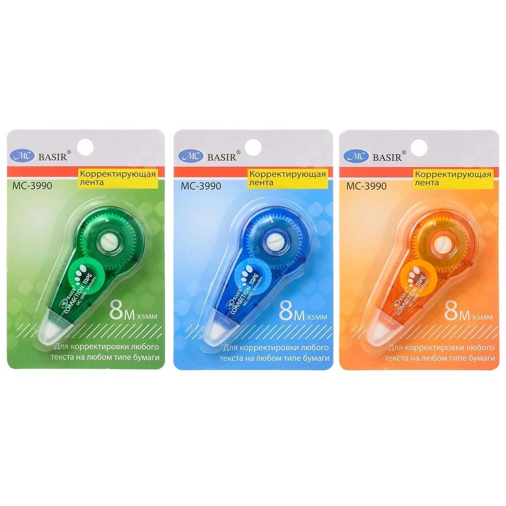 Корректирующая лента Basir, длина 8м, ширина 5 мм, ассорти