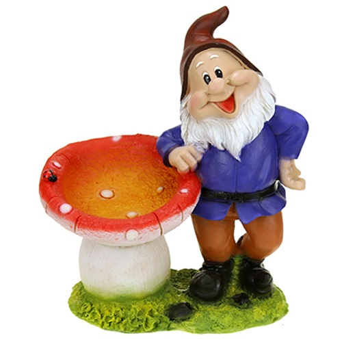 Гном опирается на гриб (полистоун)