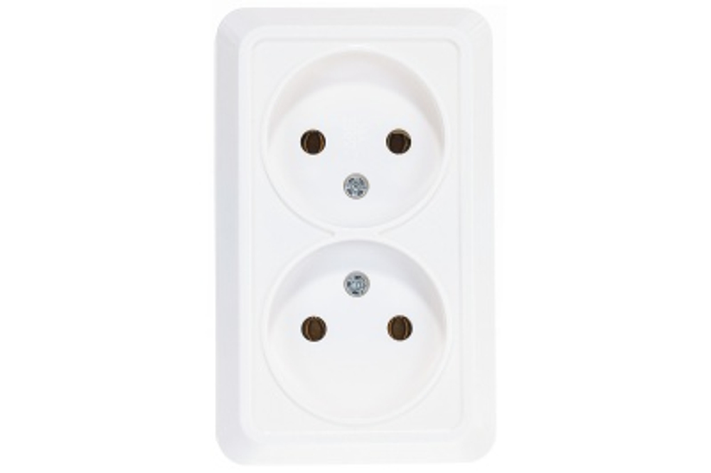 Розетка 2-ая б/з бел Олимп ОП (керамика) 16А 220В (О0102) (5/10/200)
