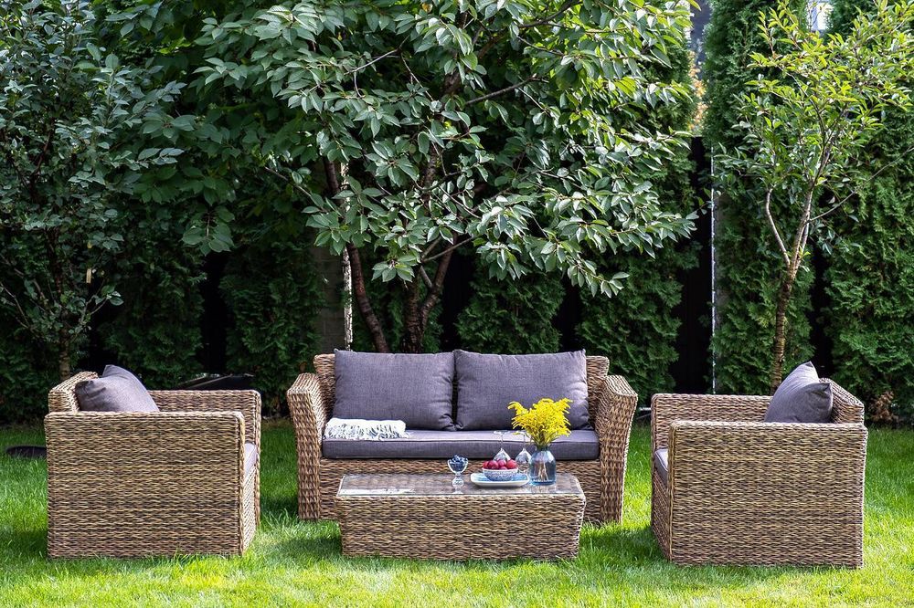 "Капучино" журнальный столик из искусственного ротанга (гиацинт), цвет соломенный