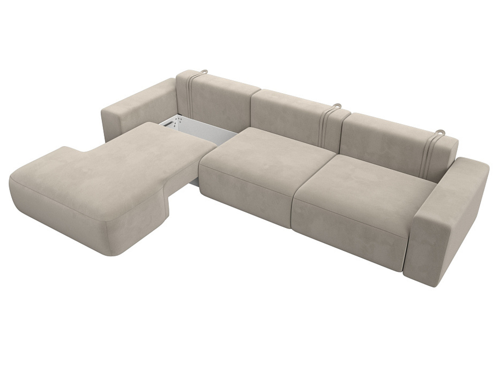 Диван угловой Лига-036 НПБ Классик Лонг левый угол МИКРОВЕЛЬВЕТ Бежевый