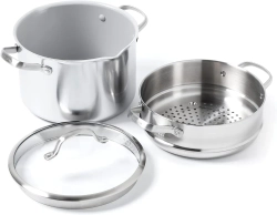 GreenPan Кастрюля Venice Pro 24 см 7,6 л с паровой вставкой evershine light grey