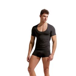 Мужская футболка черная с глубоким U-вырезом GAUVINE 5002