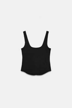 ZARA ТОП В РУБЧИК НА БРЕТЕЛЯХ, ЧЕРНЫЙ